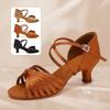 Satin Latin Dance Shoes for Women Girl Soft Sole Ladies Tango Salsa Ballroom Party Dance Shoes Indoor Heeled 5.5cm
