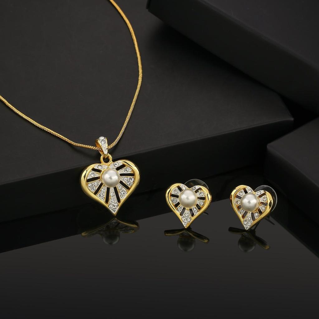 Estele Специальное предложение ко Дню святого Валентина - стильное женское колье в форме сердца с блаженным жемчугом, позолоченное и посеребренное