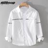Корейская мода 100% хлопок белая рубашка мужская повседневная повседневная с длинным рукавом свободные рубашки с вышитыми буквами мужские топы мягкая и удобная мужская одежда
