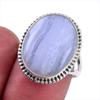 Natural Blue Lace Agate Gemstone 925 Solid Sterling Silver Jewelry Ring S.7 V6d47