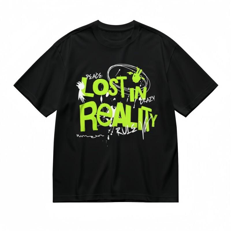 Men's Classic T-Shirt Neon Green Bold Slogan and White Chaos Graffiti GraphicTee