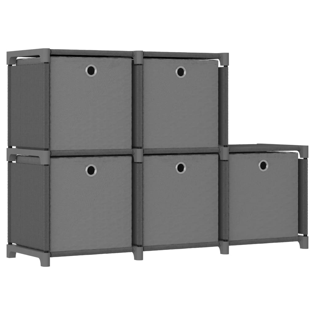 Cube Shelf with Boxes 5 Compartments Gray 103 x 30 x 72.5 cm Fabric