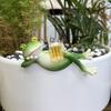 Yousheng 2Pcs/Set Drinking Frog Figurine Lying Cartoon Frog Statue Resin Animal Sculpture Outdoor Garden Flower Pot Hugger Ornament