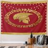 Golden Spartan Helmet on Red Banner Pattern Wall Hanging Tapestry Decorative Tapestry Home Decor for Bedroom and Living Room