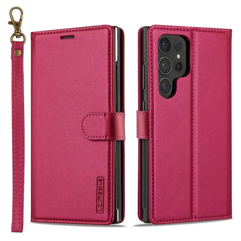 Кожаный чехол-бумажник с магнитной застежкой для Samsung Galaxy S26 S25 Edge S24 Ultra S23 S22 Plus S21 FE A17 A16 A36 A56 A15 A35 A55