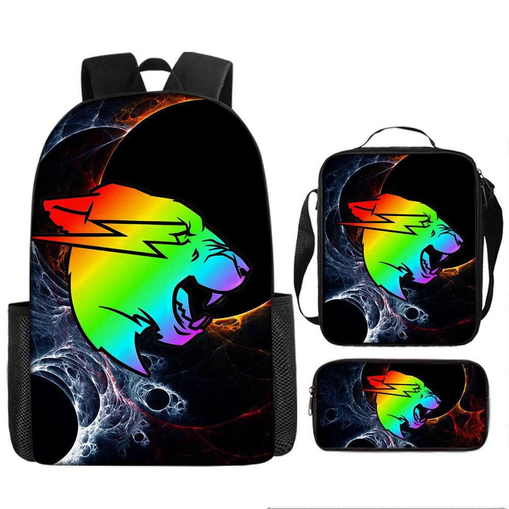 Mr Beast Lightning Cat 3d Print School Backpack With Breathable Oxford Fabric For Kids