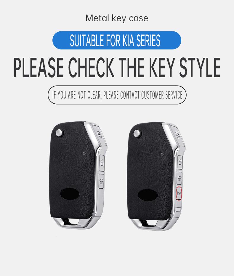 BTQNM1 Leather Style Car Logo Remote Key Case Protection Cover Shell For Kia Sportage Ceed Xceed Sports K5 Seltos 2019 2020 2022 2023