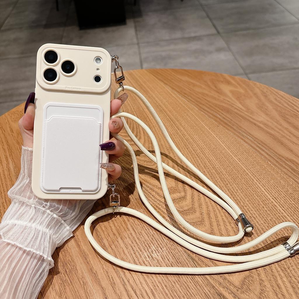 Роскошный чехол-кошелек с ремешком-шнурком на шею для iPhone 17 16 15 14 Plus 13 12 Pro Max Mini 17promax 17pro