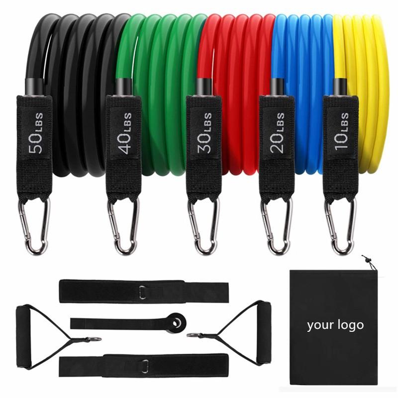 11-Piece Resistance Band Set With TPE Latex Bands Adjustable 15-150lbs Full-Body Training