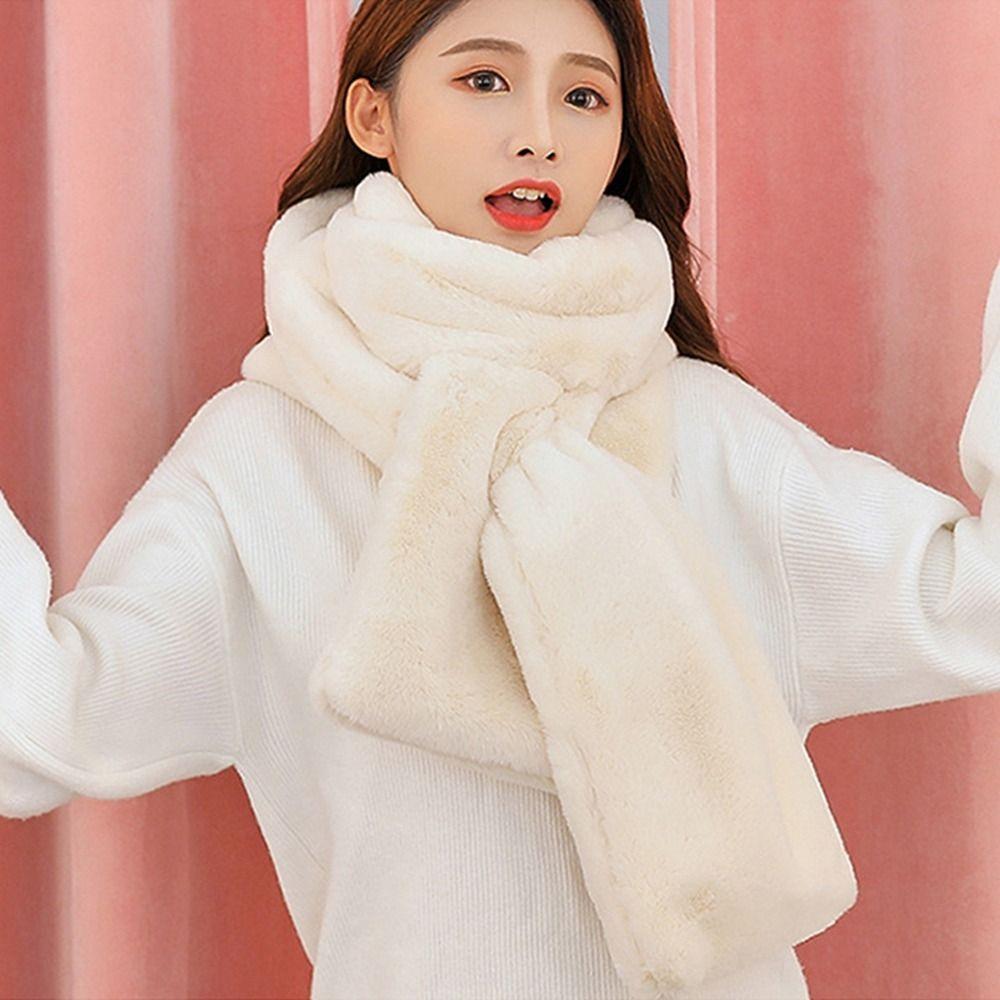 Thicken Warm Faux Fur Scarf Soft Plush Neck Protector Fashion Shawl Scarves for Winter