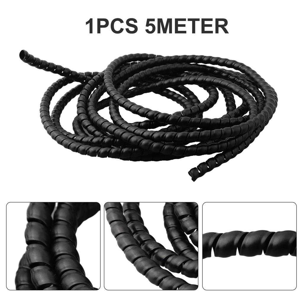 1 шт., черная защита гидравлического шланга/защита кабеля, спиральная рана, 5 м, D-8, 10, 12 мм, новинка