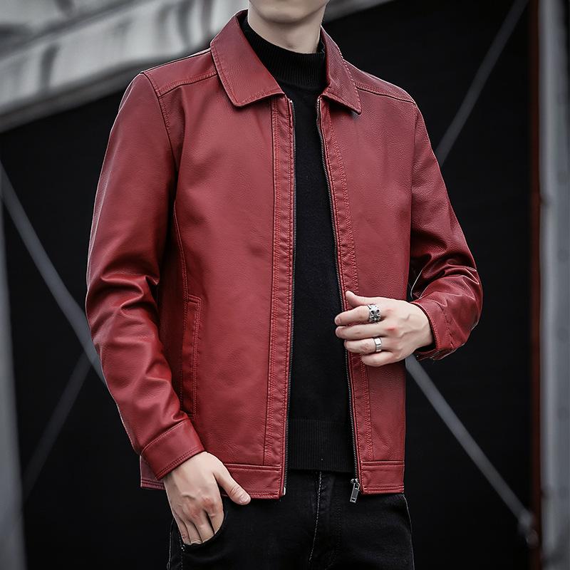 Мужская кожаная куртка весна и осень новая кожаная куртка среднего размера мужская куртка с лацканами из искусственной кожи деловая мужская одежда