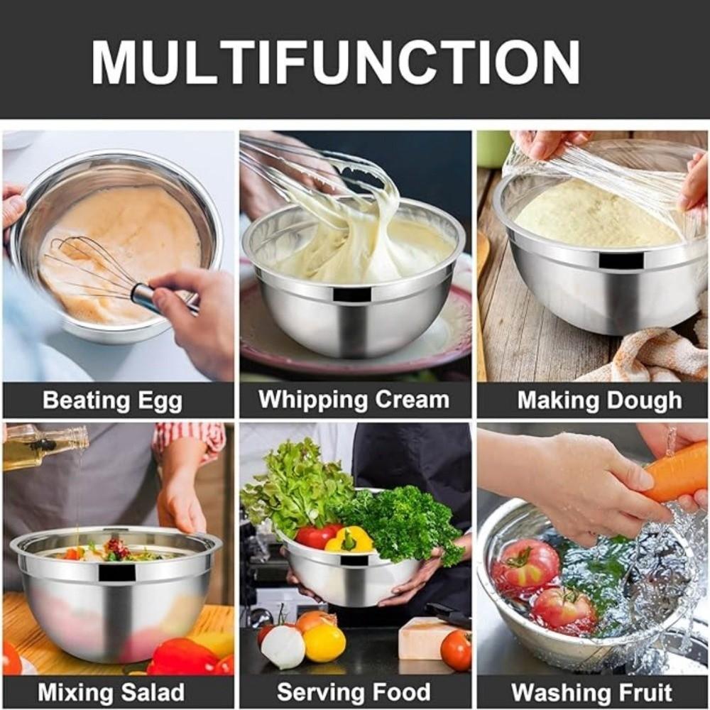 Stainless Steel Mixing Bowl Cold Vegetable Bowl Food Mixing Container Baking Fruit Salad Bowls