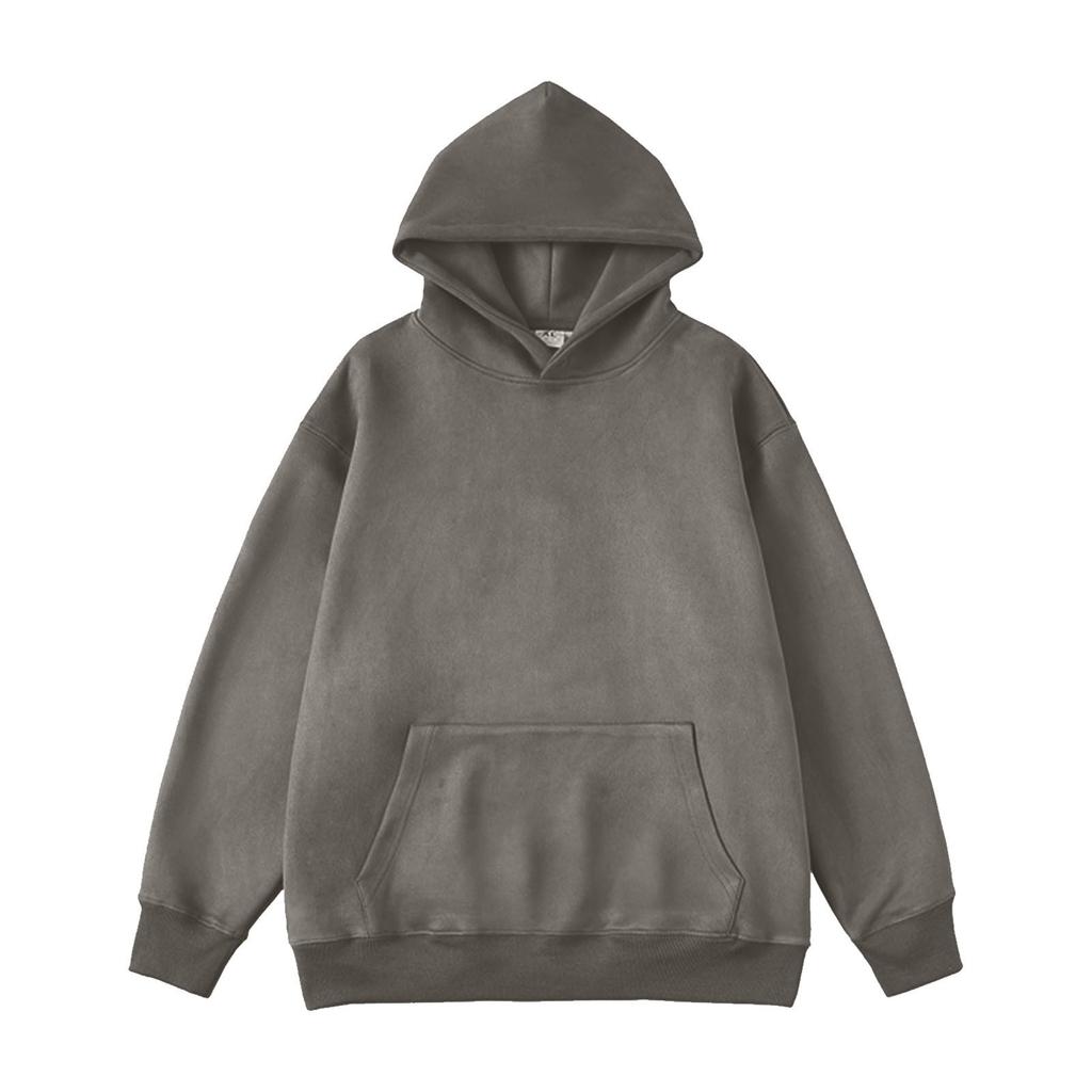 Осенний мужской замшевый гладкий свитер с капюшоном, новый большой базовый размер