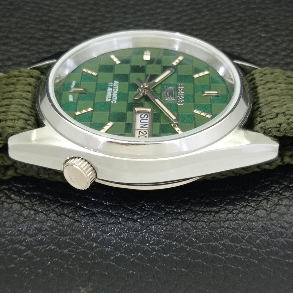АВТОМАТИЧЕСКИЕ ВИНТАЖНЫЕ SEIKO 5 ВОССТАНОВЛЕННЫЕ ЯПОНСКИЕ МУЖСКИЕ ЧАСЫ С ЗЕЛЕНЫМ ЦИФЕРБЛАТОМ a440450-5
