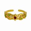 Classical Hollow Flower Vine Pigeon Open Ring Medieval Vintage Temperament Color Treasure Personality Ring