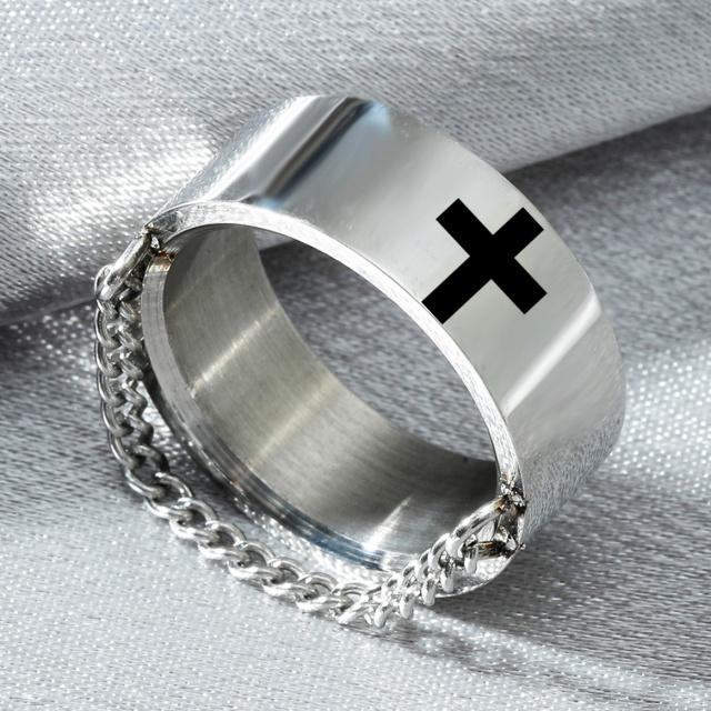 6mm 8mm Stainless Steel Cross Ring Christian Jesus Christ Lord Prayer For Men And Women