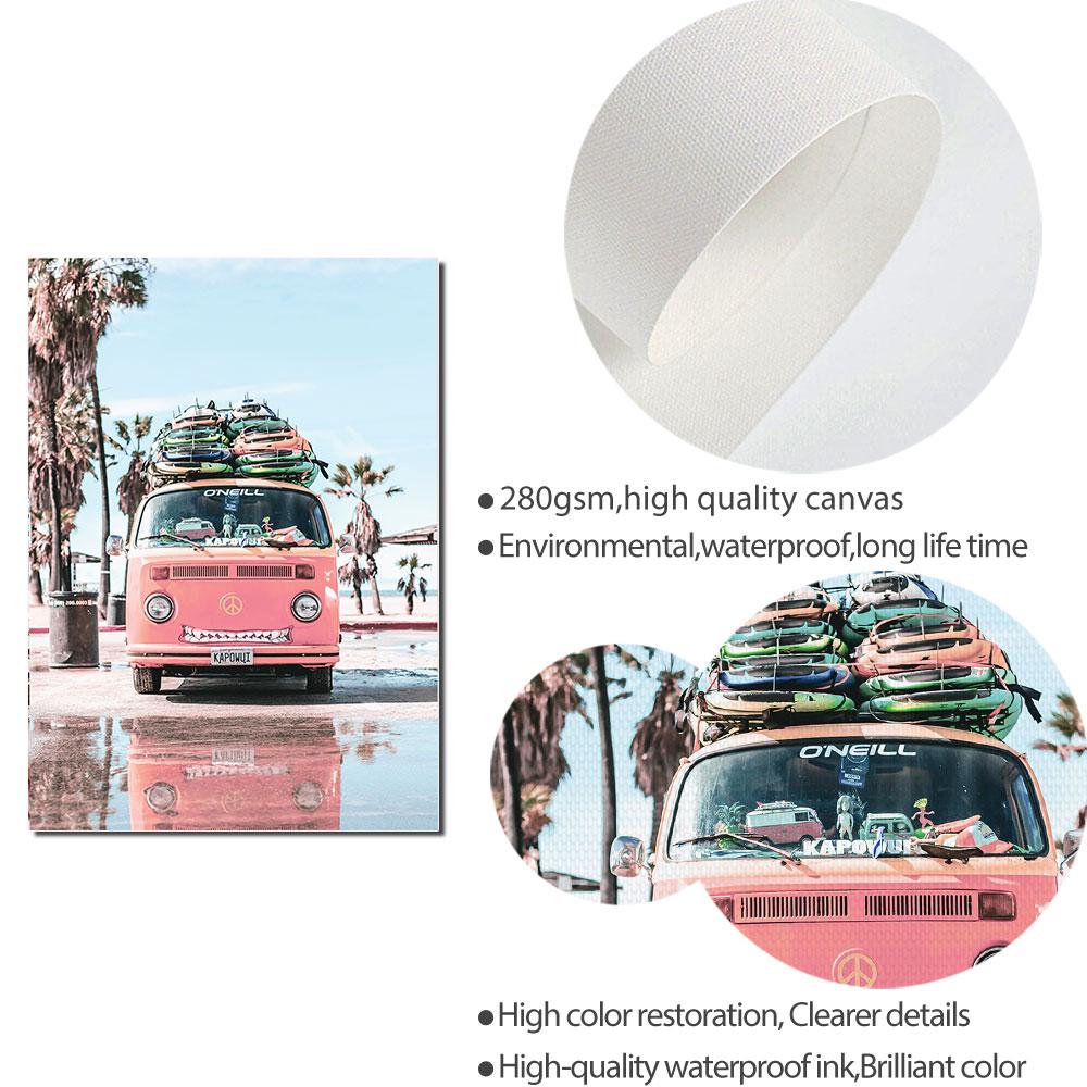 Розовый пляж небо пейзаж плакат скандинавский художественный принт морской пейзаж холст картина путешествие автомобиль настенная картина для гостиной декор