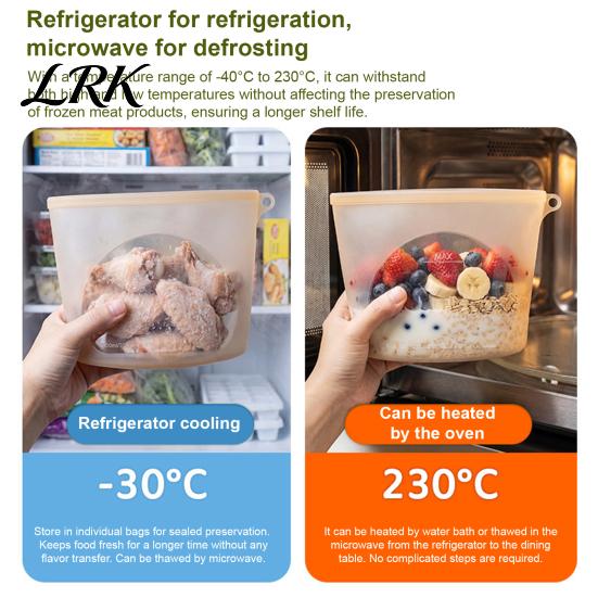Контейнеры для пищевых продуктов, безопасные для криогенной заморозки, Силиконовый пакет для хранения, Двойное уплотнение, Многоразовый, Герметичный, Экологичный, Вакуумные пакеты, Пищевой класс