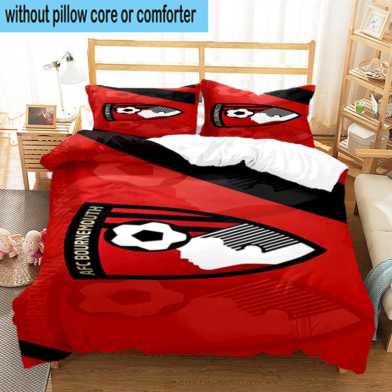3pcs Afc Crest Bournemouth Printed Bedding Set Duvet Cover Closure Includes 1 Duvet Cover & 2 Pillowcases Bedding Sets Home Decor Gifts