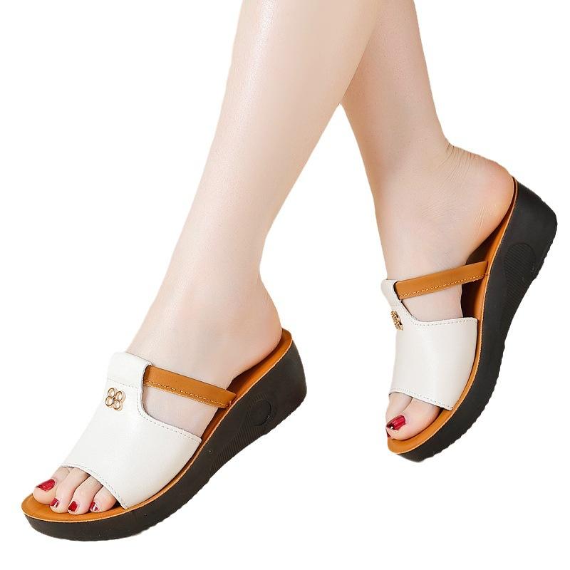 Spring and Summer Footwear Plus Size Round-headed Slippers Platform Sandals Beach Shoes Women's Shoes