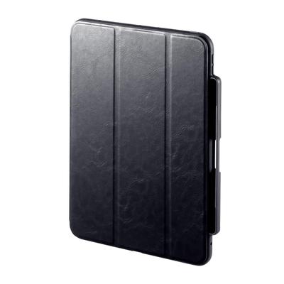 SANWA SUPPLY Чехол для iPad Air 11 дюймов (M3/2025, M2/2024) с карманом для хранения стилуса и подставкой, мягкий, под кожу, черный, PDA-IPAD1714BK2
