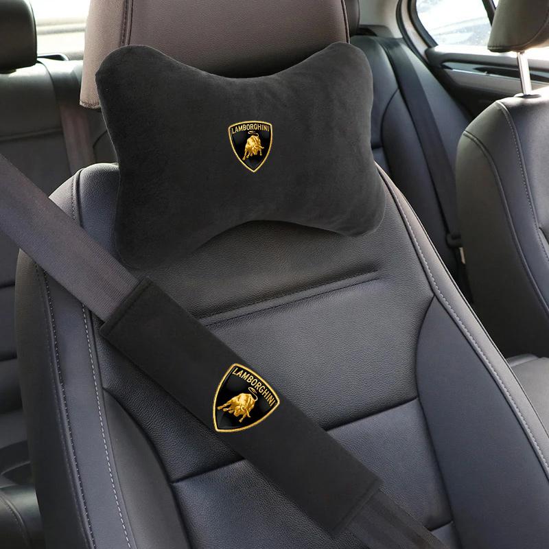 For Lamborghini Urus Huracan Aventador PremiumSuede Car Cervical Spine Headrest Neck Pillow Seat Belt Protect Shoulder Pads