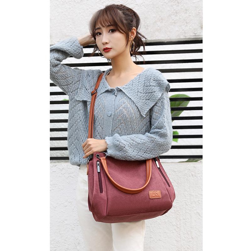 Женская парусиновая сумка на плечо, модные женские сумки, однотонная сумка через плечо, простая повседневная сумка-тоут, портативная дорожная сумка