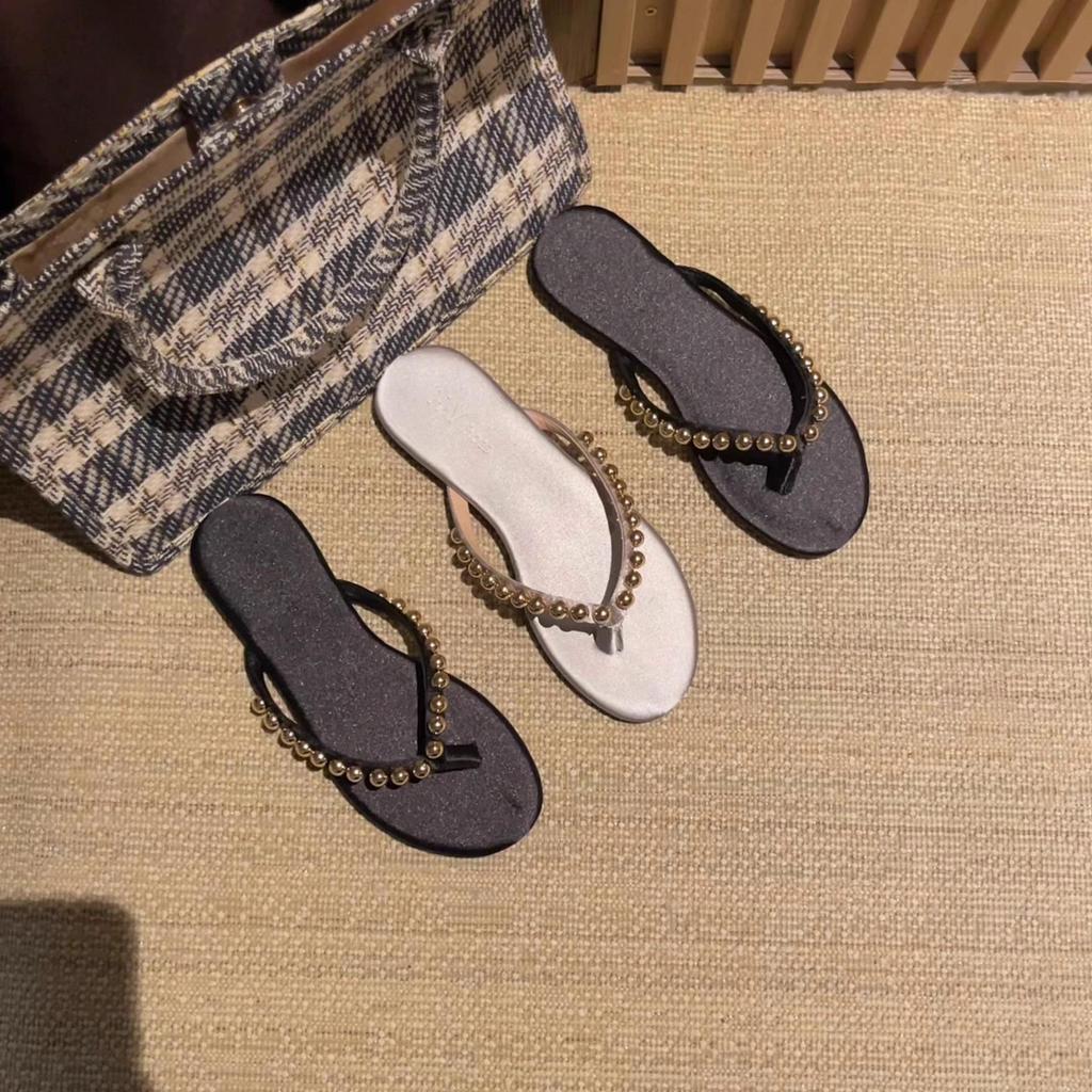 2025 Summer New Fashion Flat Flip-flops Women's Soft Bottom Non-slip Beach Outer Wear Pinch Slippers Ins