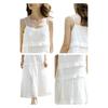 Oulain White Spaghetti Strap Dress for Women, Spring New French Style Pure Desire Lace Dress