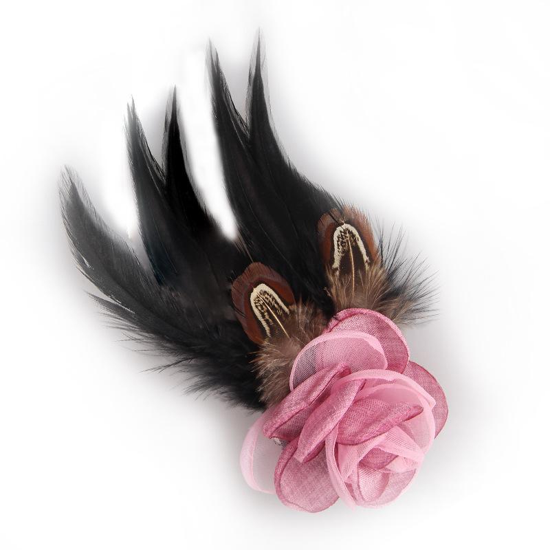 Ручная работа ткань ткань искусство цветок перо брошь булавка ювелирные изделия роскошная одежда носить корсаж броши для женщин аксессуары