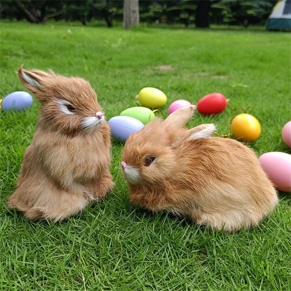 Decoration Lifelike Animal Desktop Furnishings Plush Toys Easter Rabbits Simulation Rabbit Model