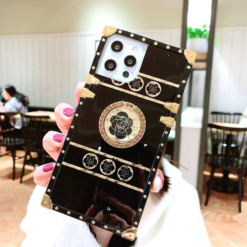 Роскошный квадратный защитный чехол для телефона с бриллиантовым кольцом и подставкой-держателем для iPhone Samsung Huawei Xiaomi