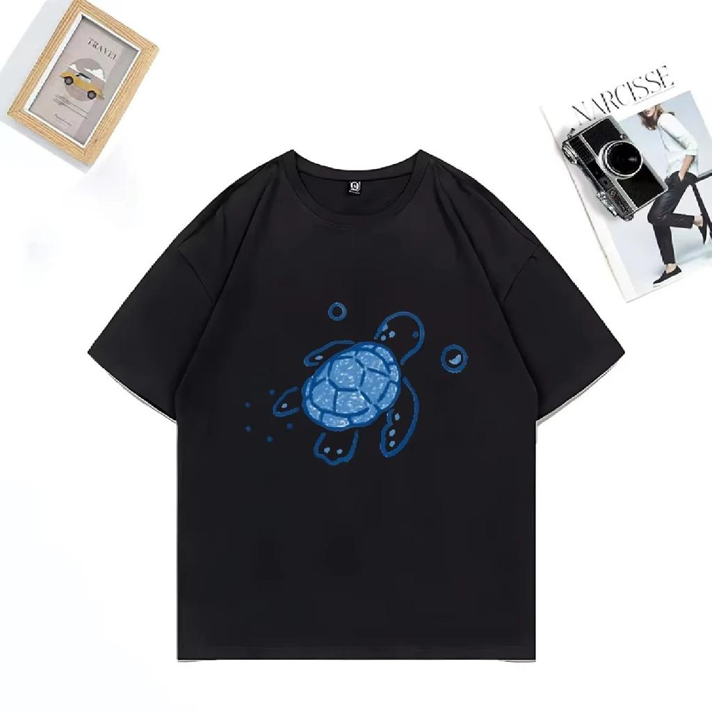 Turtle Cute Funny O-Neck T-shirt Men's Women Oversized Clothing Street Hip Hop Summer Unisex Cotton Summer Short Sleeve T Shirts