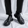 Кожаные туфли мужские новые трендовые деловые повседневные туфли черные туфли с большой головкой на платформе рабочие туфли 91844-R