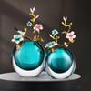 Coloured Glaze Glass Vase Creative Chinese Style Light Luxury Enamel Vase Living Room Household Table Porch Cabinet Decoration