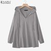 Women Casual V-Neck Long Sleeve Autumnn Pullover Thin Hoodies
