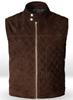Brown Suede Stylish Western Vest Coat Men Real Lambskin Leather Jacket Waistcoat