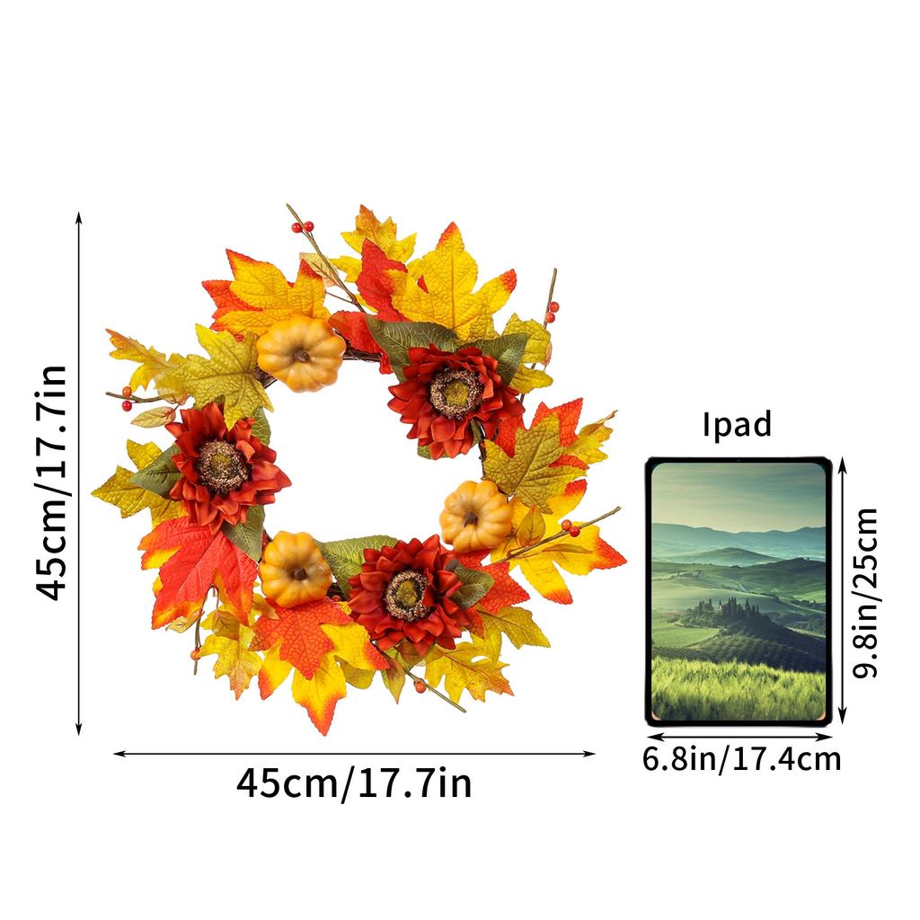 Maple Leaf Wreath,Artificial Leaf Wreath, Door Hanging Decoration, Festival Props, Hanging Window Wall Hanging