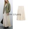 MD Spring/Summer New Arrival Women's Clothing French Style Cool White Noise Style Drape Elegant Mid-Length Pleated Skirt 5299584