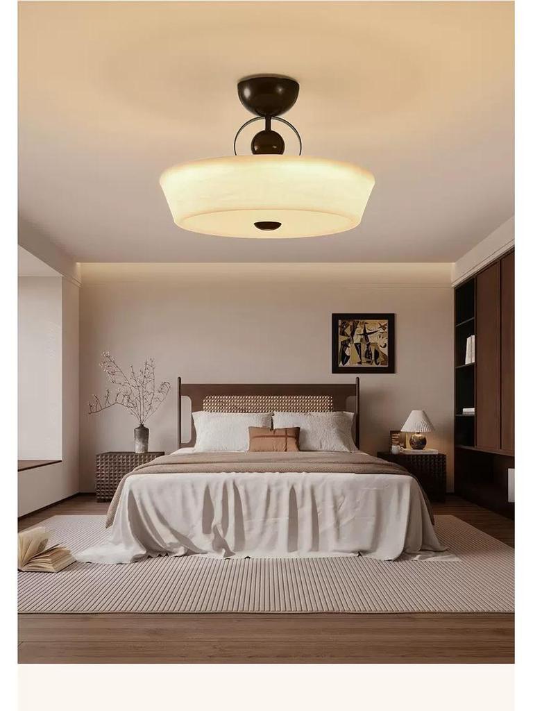 Pre-owned Retro Round Walnut Wood Chandelier for Bedroom or Study - Eye-Protection Ceiling Light