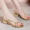 Temperament Elegant Rhinestone Sandals Summer Low Heel Shoe New Open Shoes Rhinestone Gift Fashion Flat Women Sandal