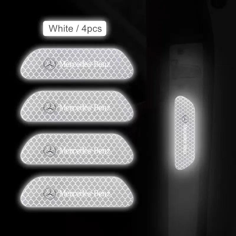 2025 Hot 4PCS Car Door Reflective Sticker Warning Reflector Sticker Decal Auto Styling for Mercedes benz A B C E G CLA GLK CLASS