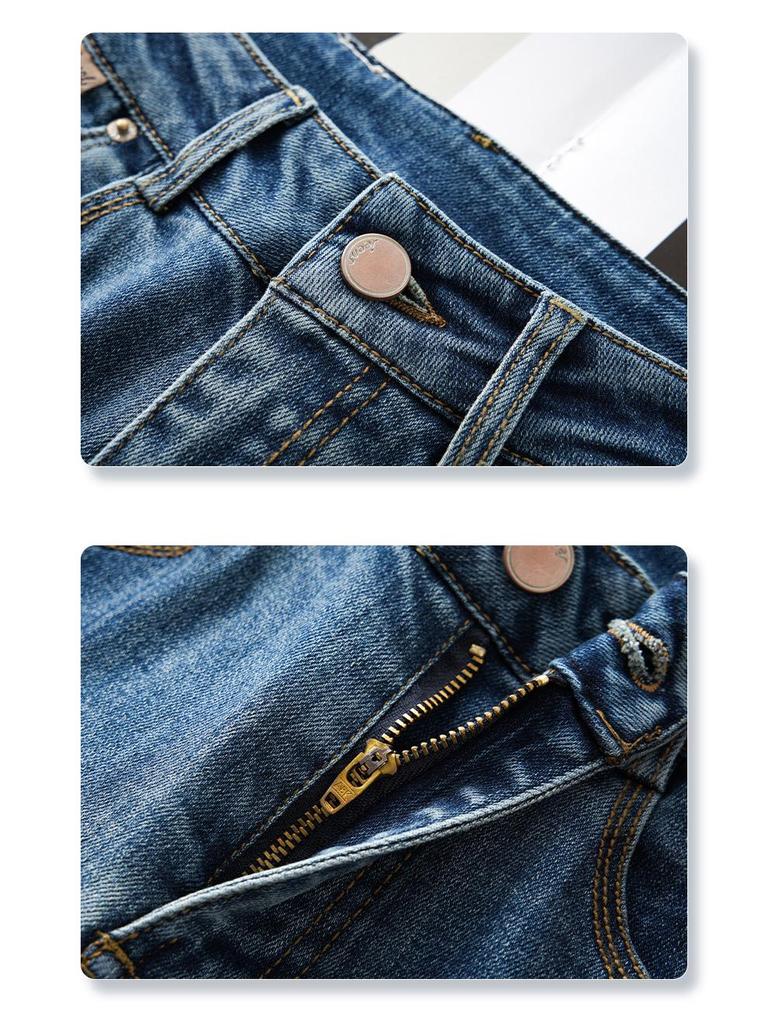 Ретро Синие Джинсы Клеш с Завышенной Талией для Женщин - Коллекция Весна 2025, Популярные, Микро-Клеш, Универсальные.