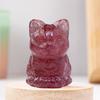 Статуя кота из искусственного кристалла, очаровательный внешний вид, насыщенный цвет, мини-размер, фигурка счастливого кота, украшение для рабочего стола