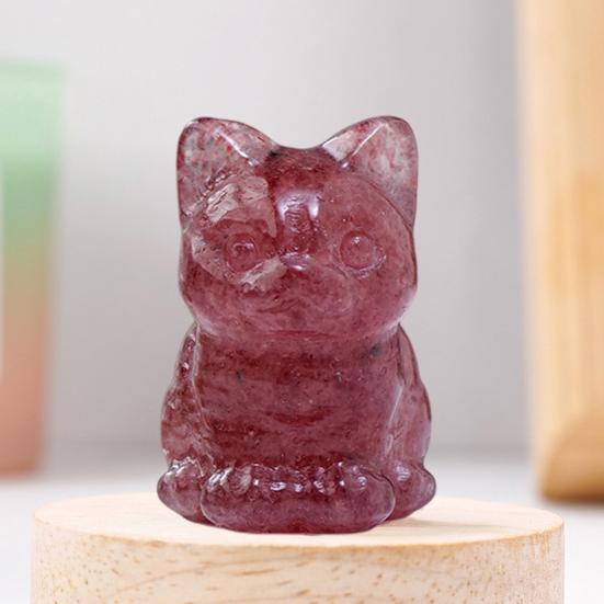 Статуя кота из искусственного кристалла, очаровательный внешний вид, насыщенный цвет, мини-размер, фигурка счастливого кота, украшение для рабочего стола