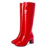 Autumn Winter Knee High Boots Women Black Red Patent Leather Women High Boots Luxury Casual Heels Fashion Long Party Shoe Female