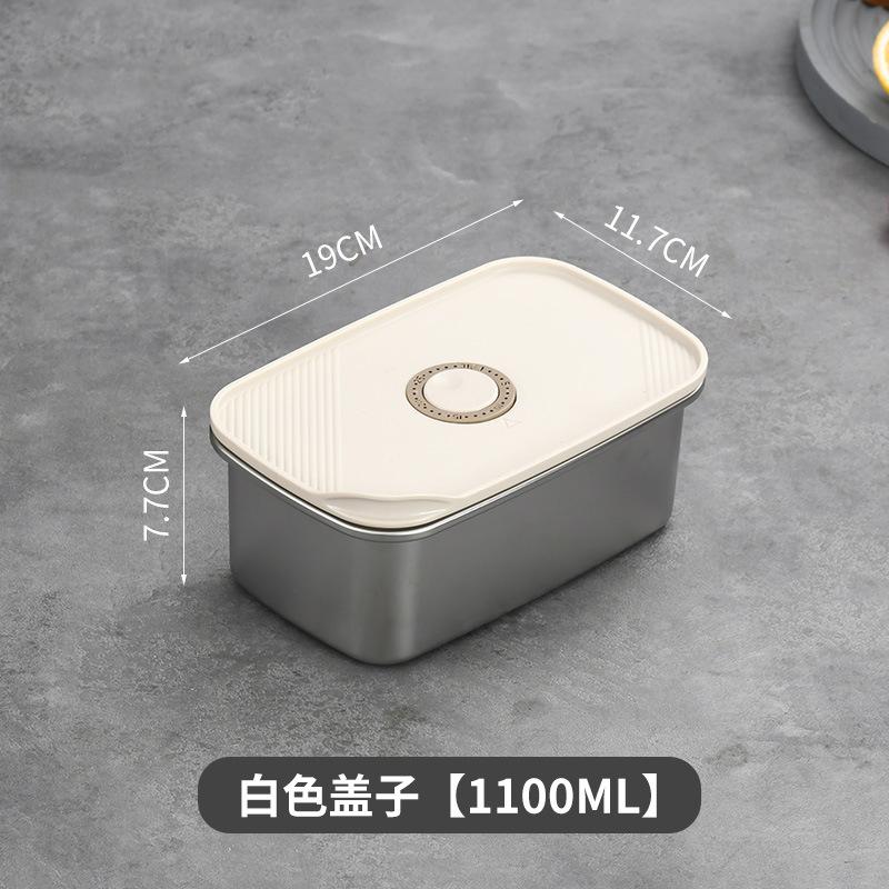 BEPAN 1PC Japanese-style stainless steel crisper sealed lunch box with lid refrigerator storage box bento box Student lunch box
