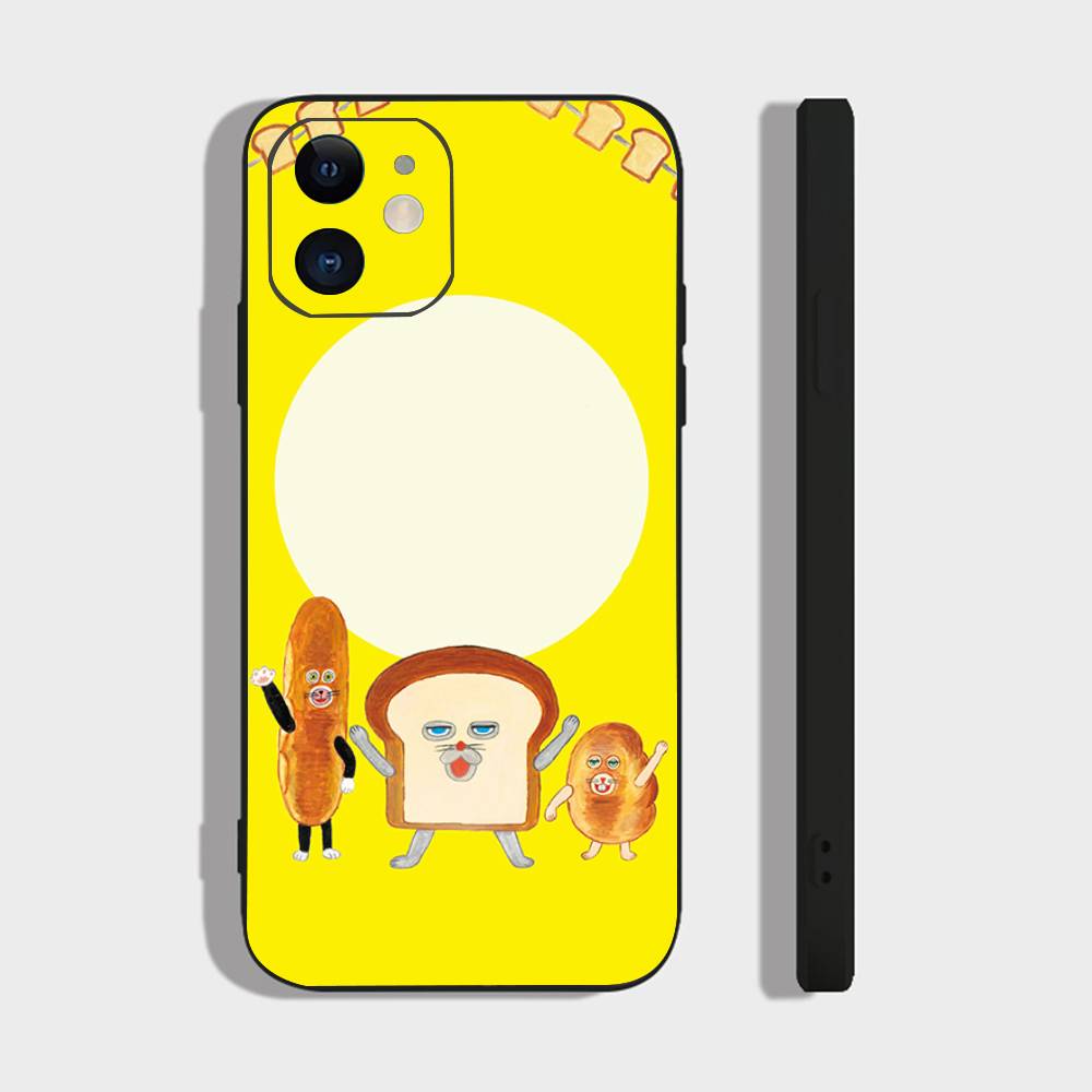 Чехол для телефона P-Picture Book Bread для IPhone 17 Air 16 15 14 13 Pro Max 11 12 Черный силиконовый чехол