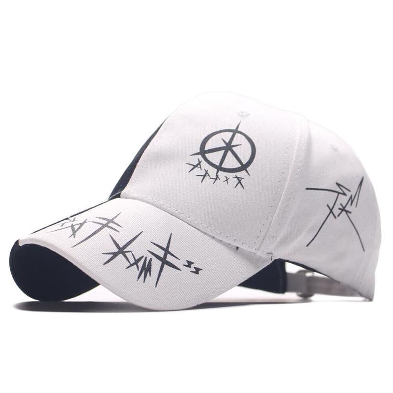 Hat Ladies Korean Version Versatile Graffiti Black and White Splicing Cap Summer Baseball Cap Men's Pentagram Sun Cap